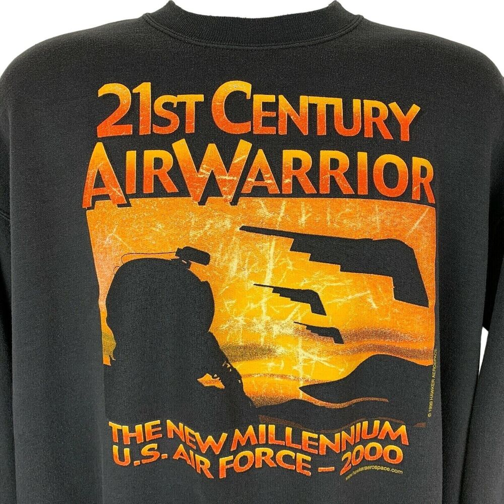 Vintage 90s USAF Stealth Bomber Sweatshirt Northrop B-2 Spirit Black L Large